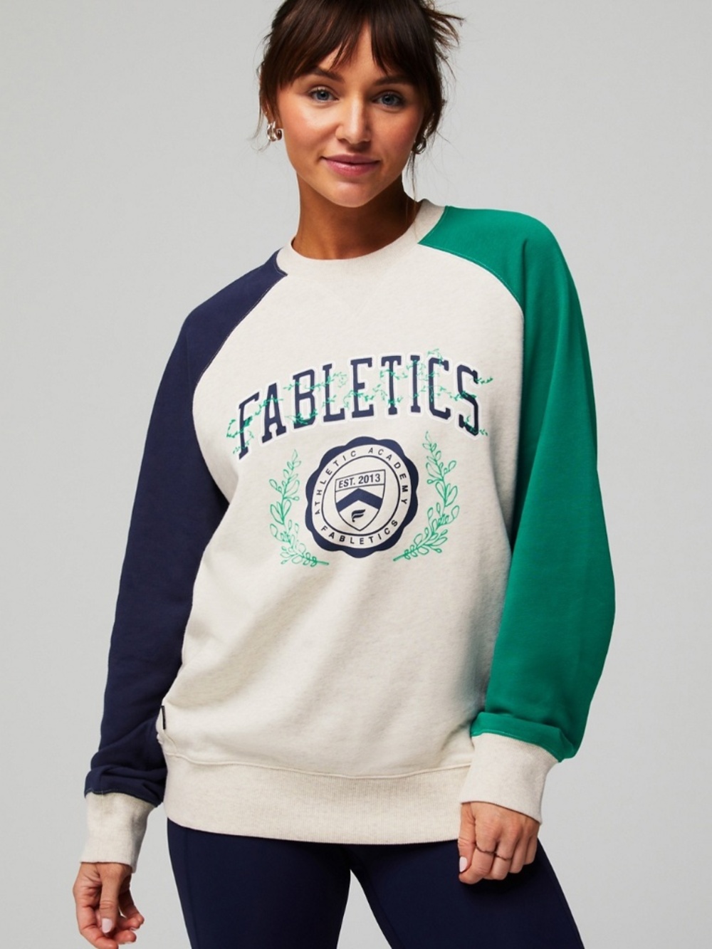 Fabletics Year Round Terry Crew Athletic Academy Sweatshirt Size M NWOT